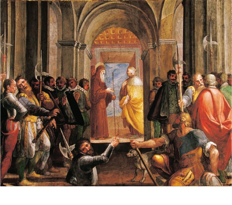 Fig. 2. Belisario Corenzio e aiuti, San Francesco di Paola e Ferdinando il Cattolico  , ca. 1620, Napoli, Palazzo Reale